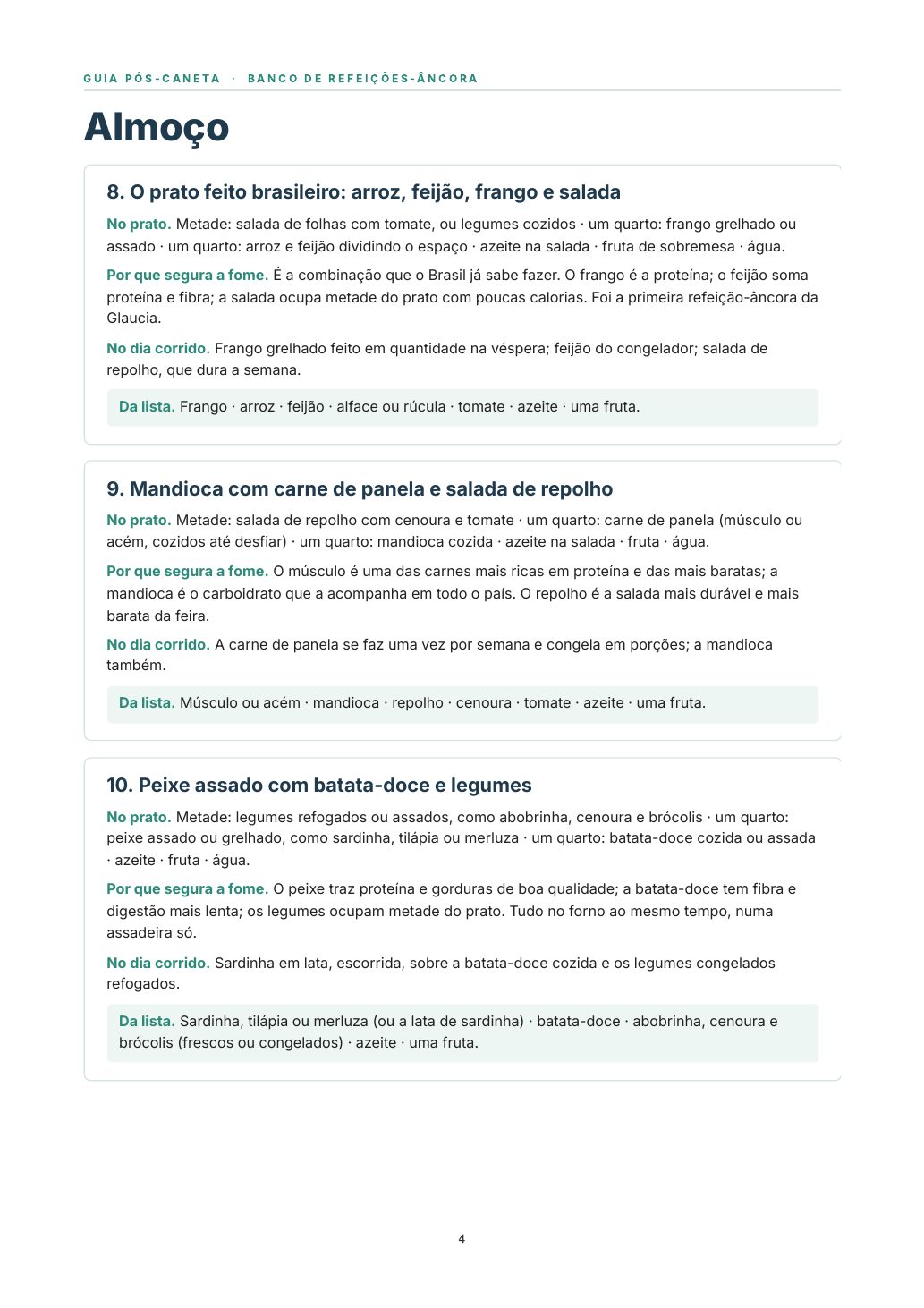 Almoços montados no Prato em Quatro Partes